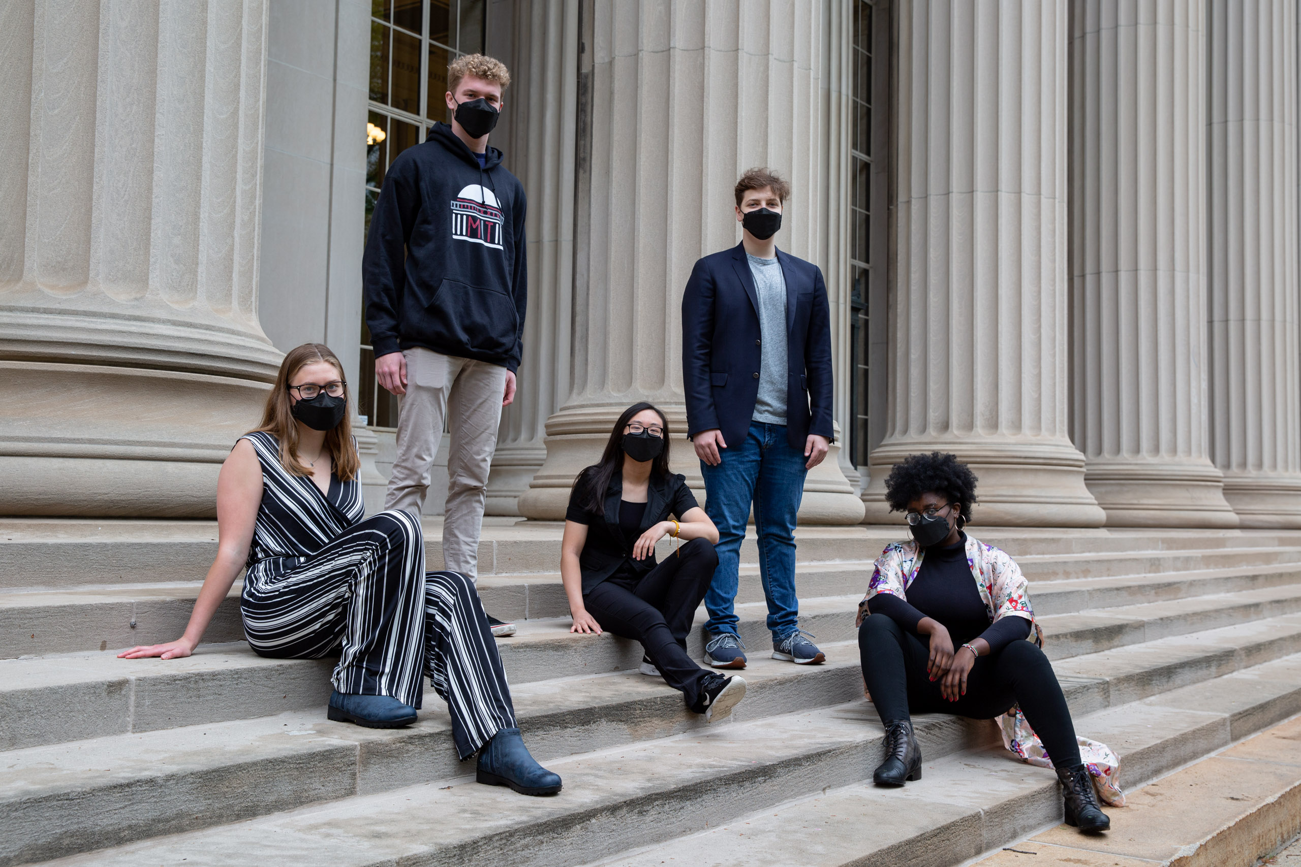 MIT student in Toy design class 2.00b Spring 2021 remove their masks. Series by Photographer Danny Goldfield.