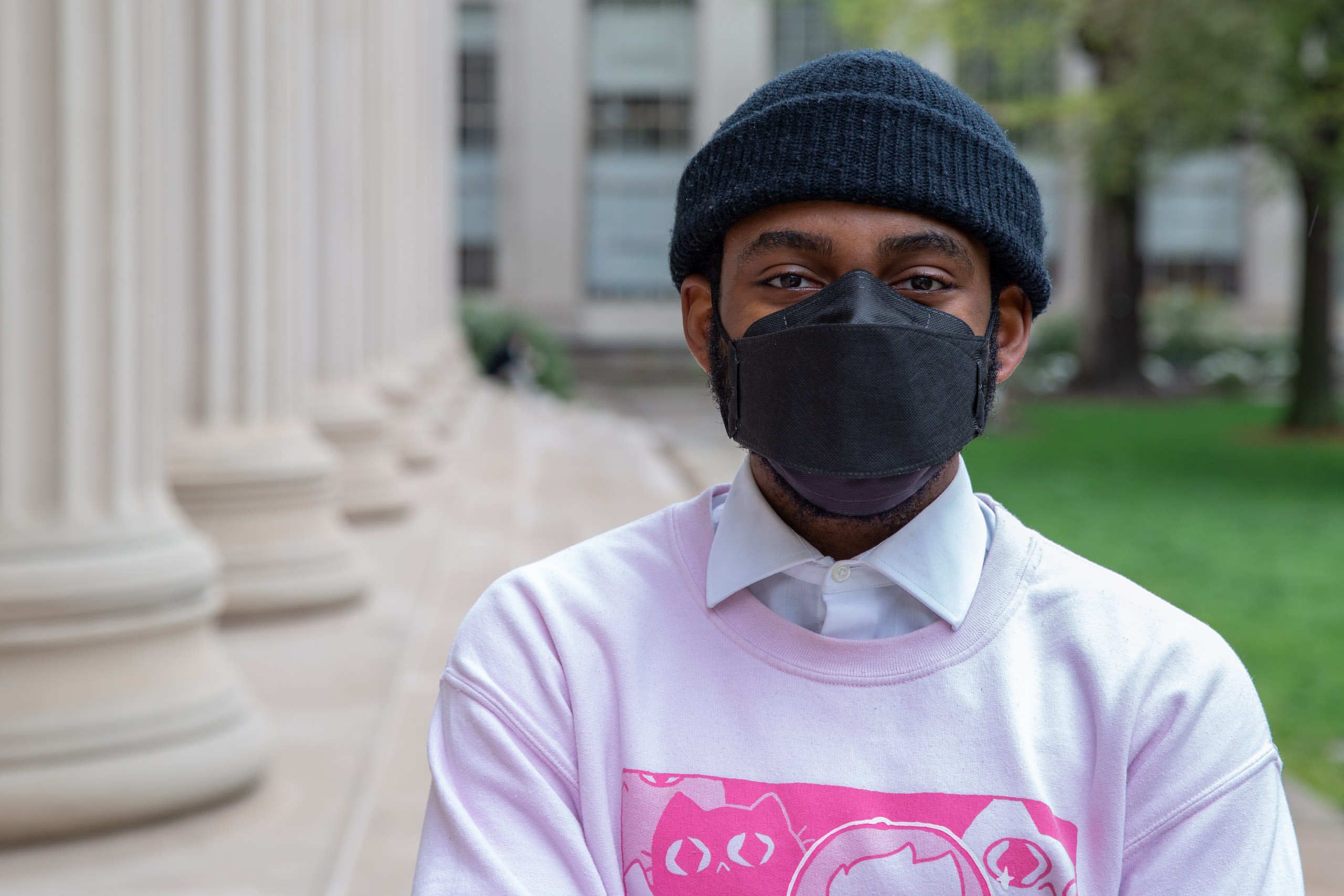 MIT student in Toy design class 2.00b Spring 2021 remove their masks. Series by Photographer Danny Goldfield.