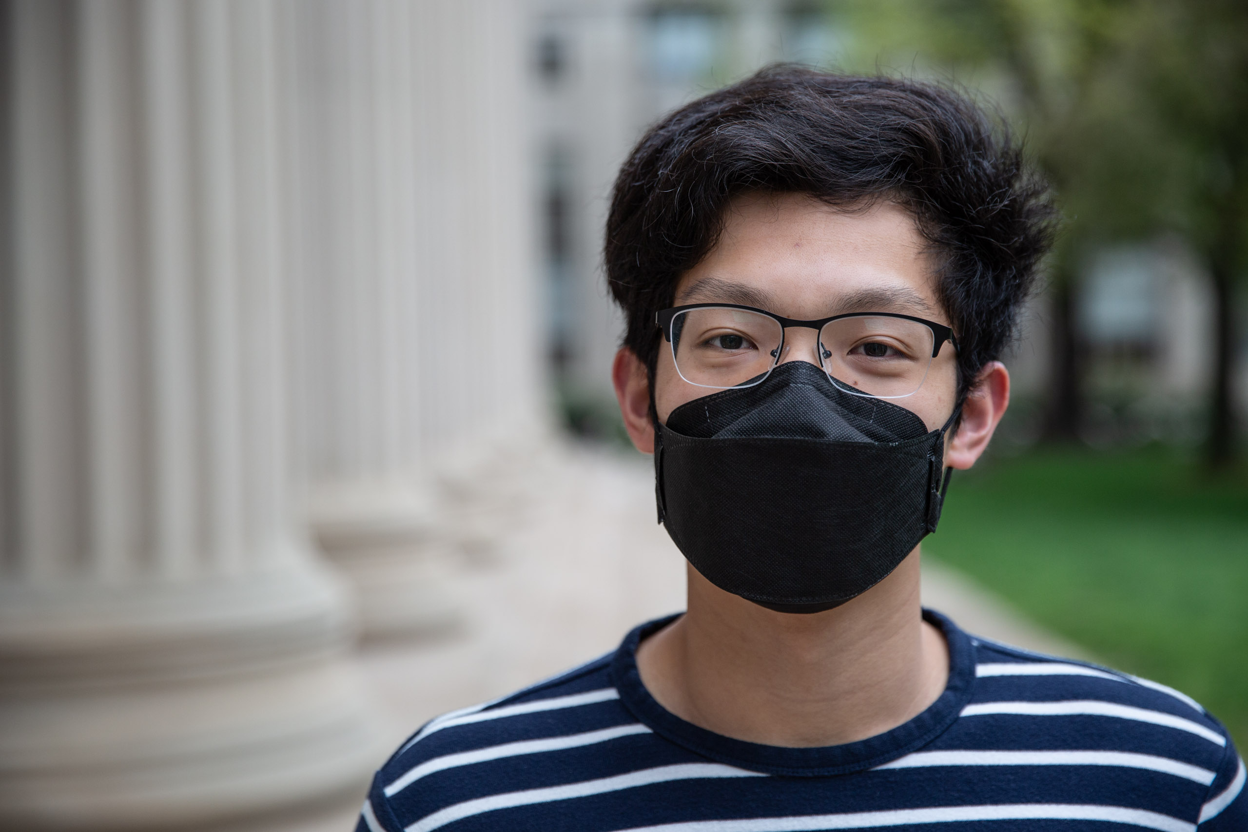MIT student in Toy design class 2.00b Spring 2021 remove their masks. Series by Photographer Danny Goldfield.
