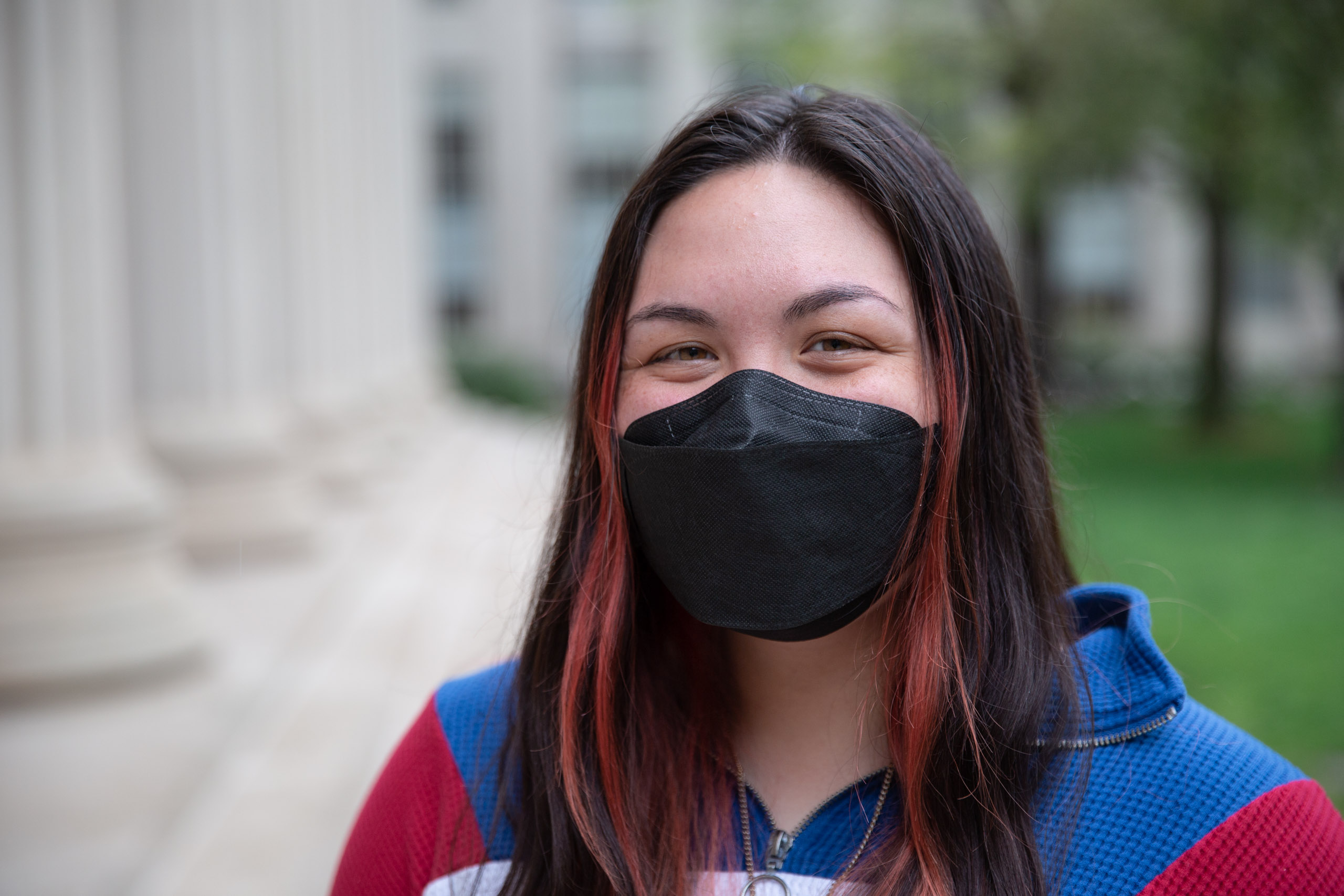 MIT student in Toy design class 2.00b Spring 2021 remove their masks. Series by Photographer Danny Goldfield.