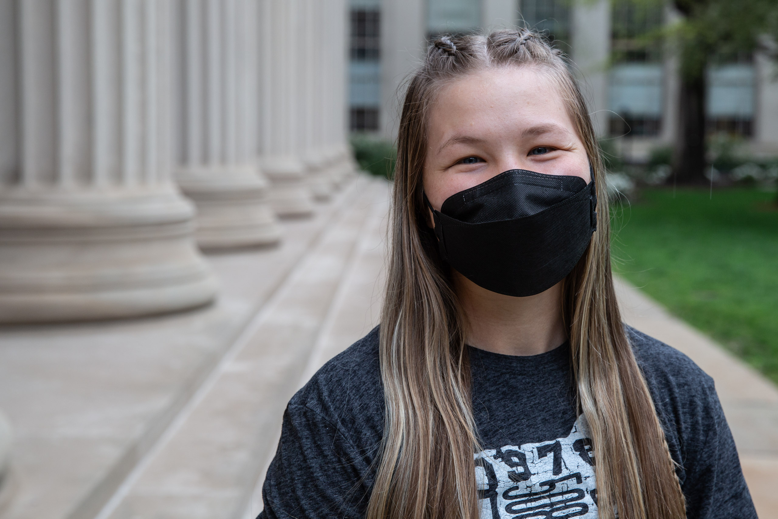 MIT student in Toy design class 2.00b Spring 2021 remove their masks. Series by Photographer Danny Goldfield.