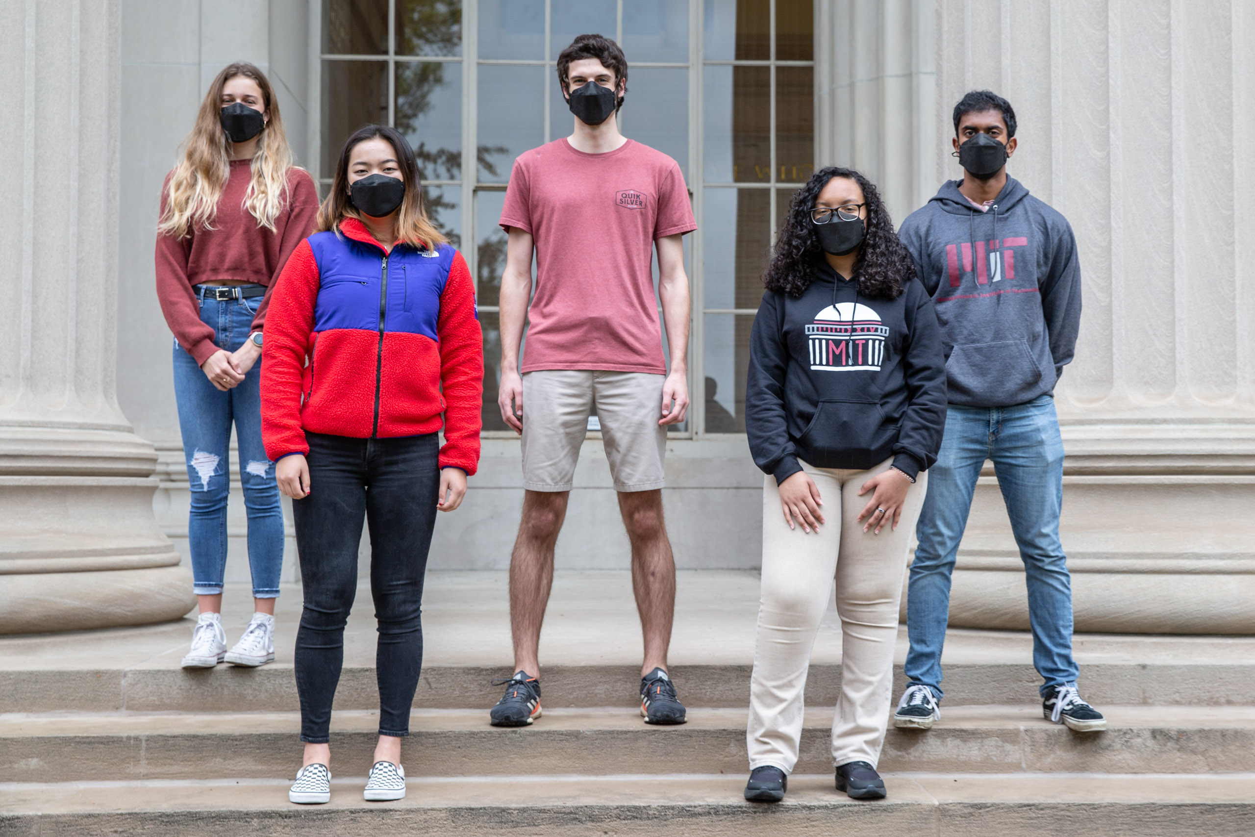 MIT student in Toy design class 2.00b Spring 2021 remove their masks. Series by Photographer Danny Goldfield.