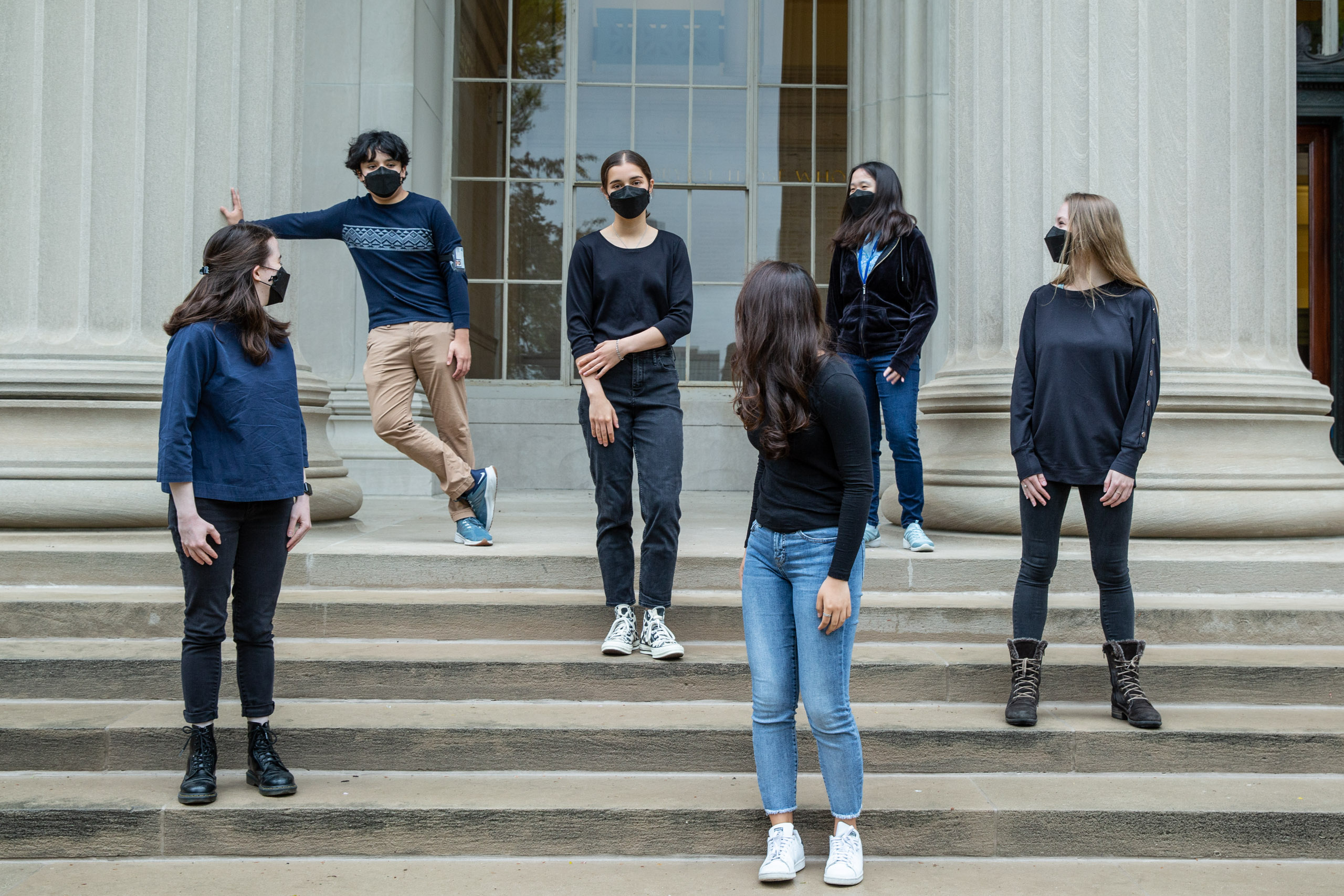 MIT student in Toy design class 2.00b Spring 2021 remove their masks. Series by Photographer Danny Goldfield.