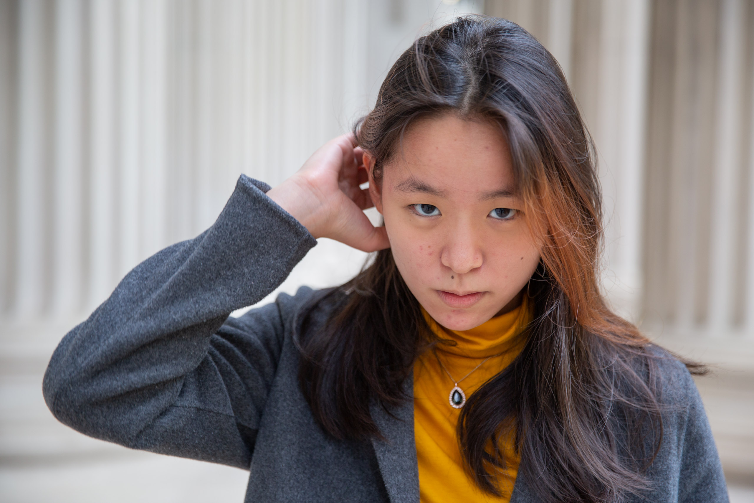 MIT student in Toy design class 2.00b Spring 2021 remove their masks. Series by Photographer Danny Goldfield.