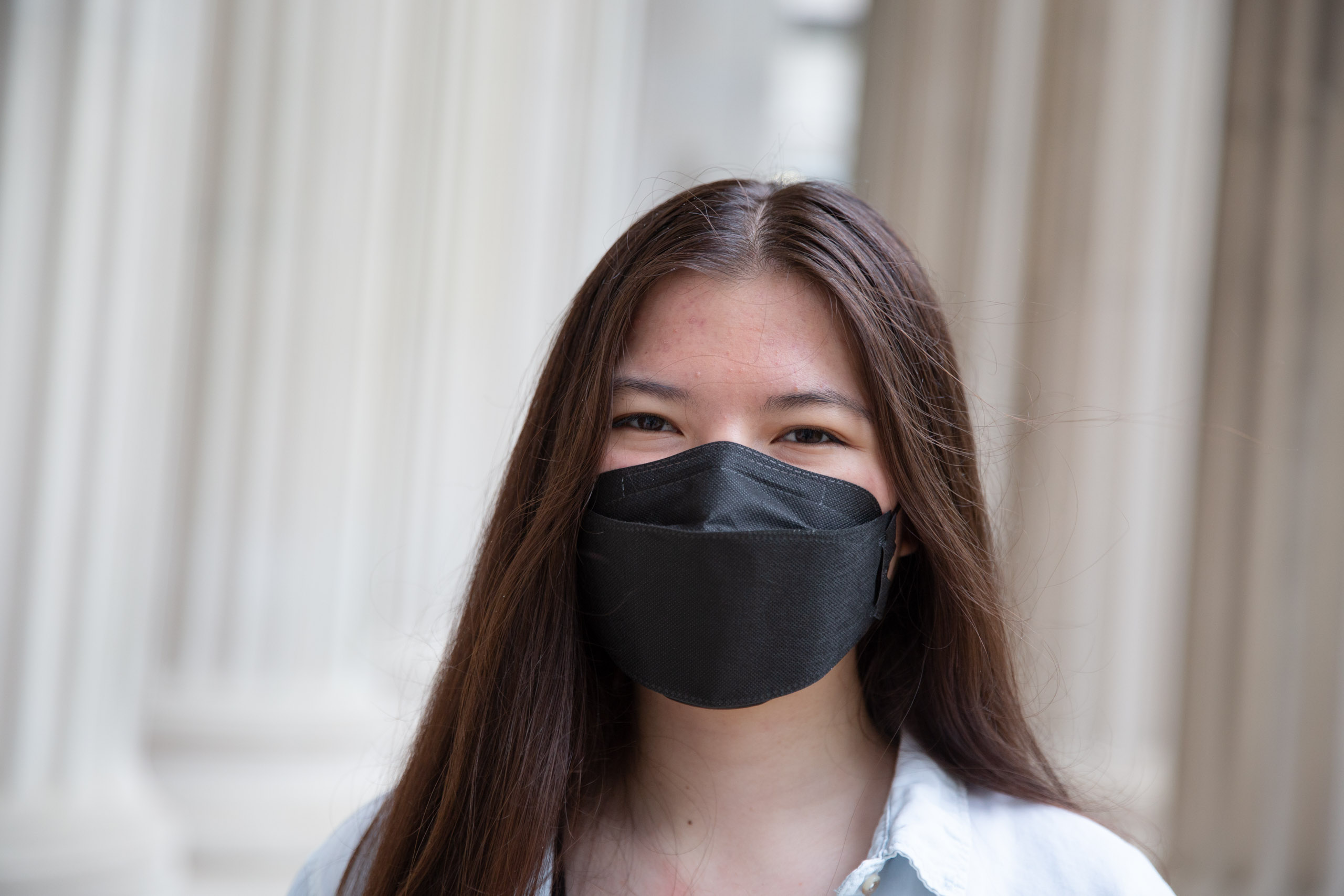 MIT student in Toy design class 2.00b Spring 2021 remove their masks. Series by Photographer Danny Goldfield.