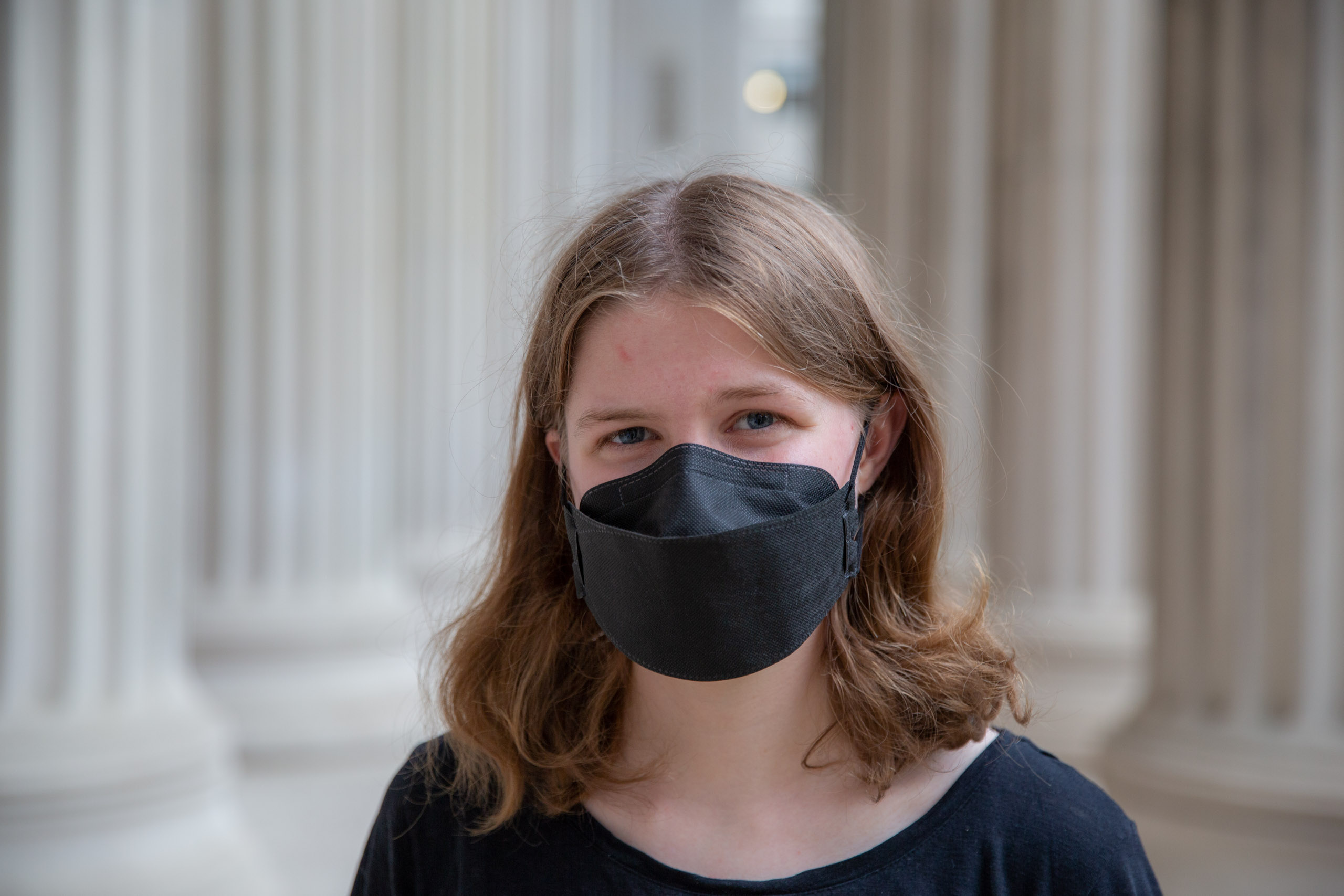 MIT student in Toy design class 2.00b Spring 2021 remove their masks. Series by Photographer Danny Goldfield.