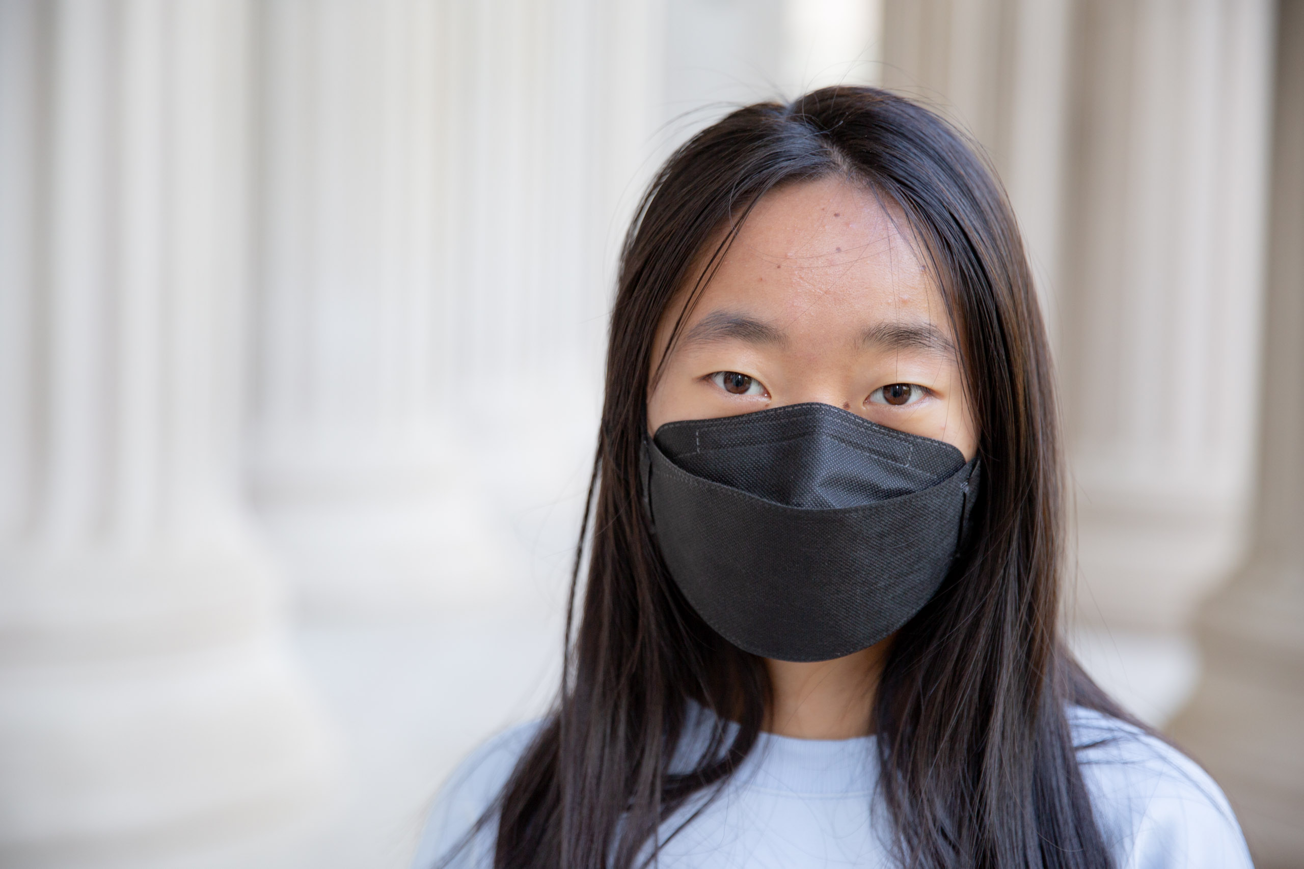 MIT student in Toy design class 2.00b Spring 2021 remove their masks. Series by Photographer Danny Goldfield.
