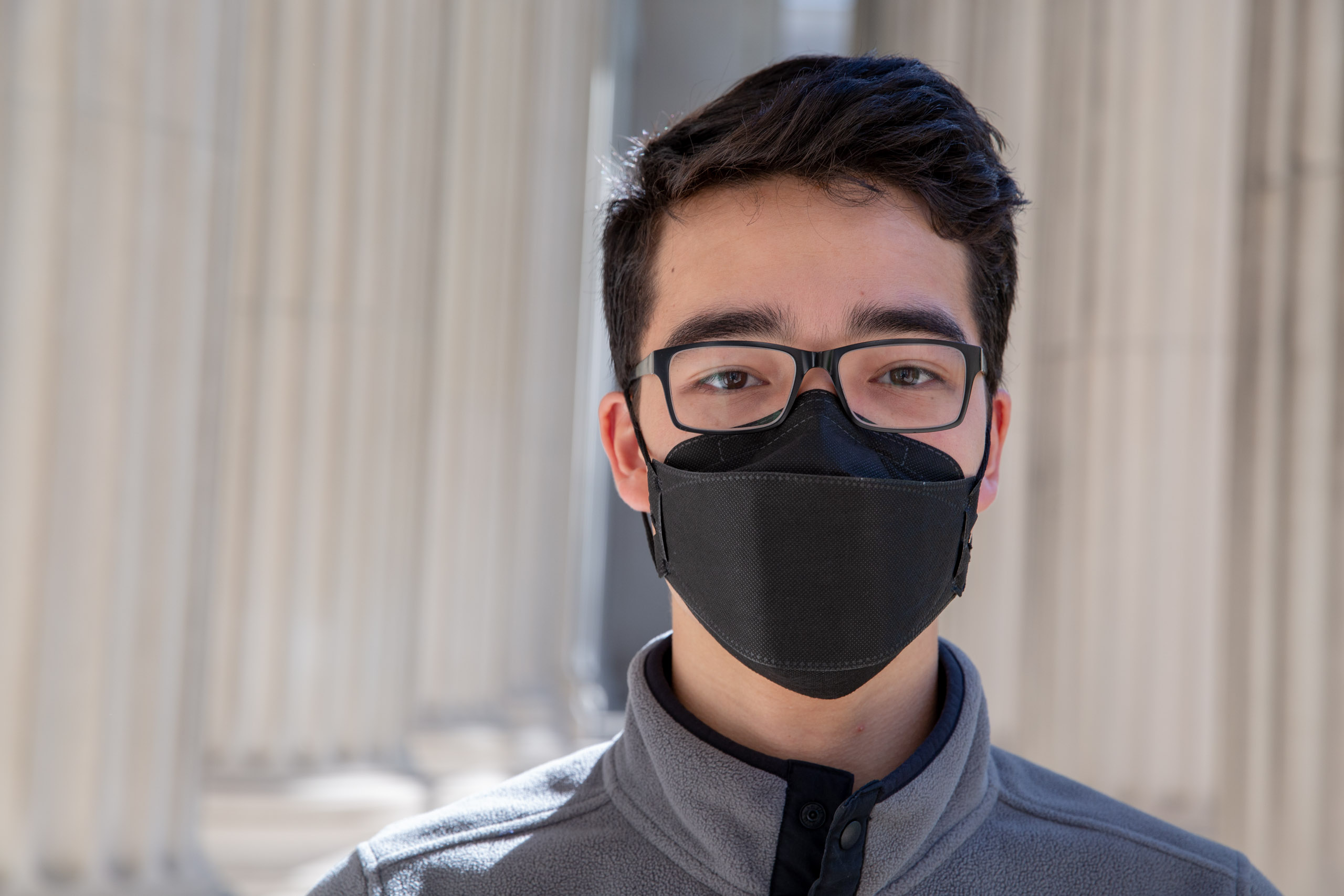 MIT student in Toy design class 2.00b Spring 2021 remove their masks. Series by Photographer Danny Goldfield.