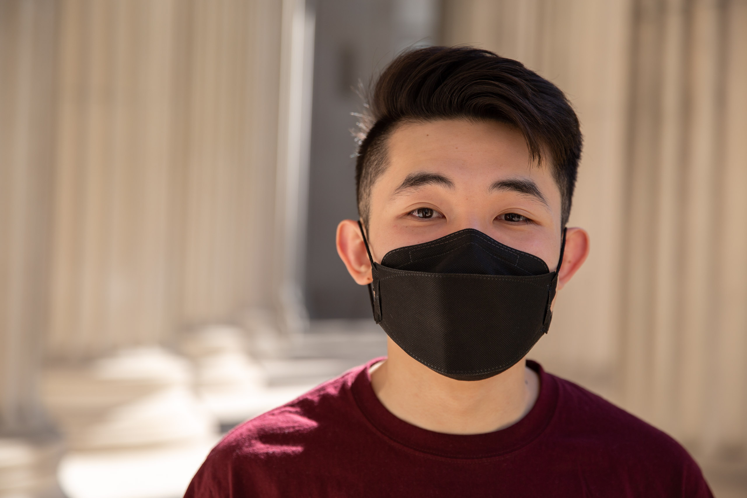 MIT student in Toy design class 2.00b Spring 2021 remove their masks. Series by Photographer Danny Goldfield.