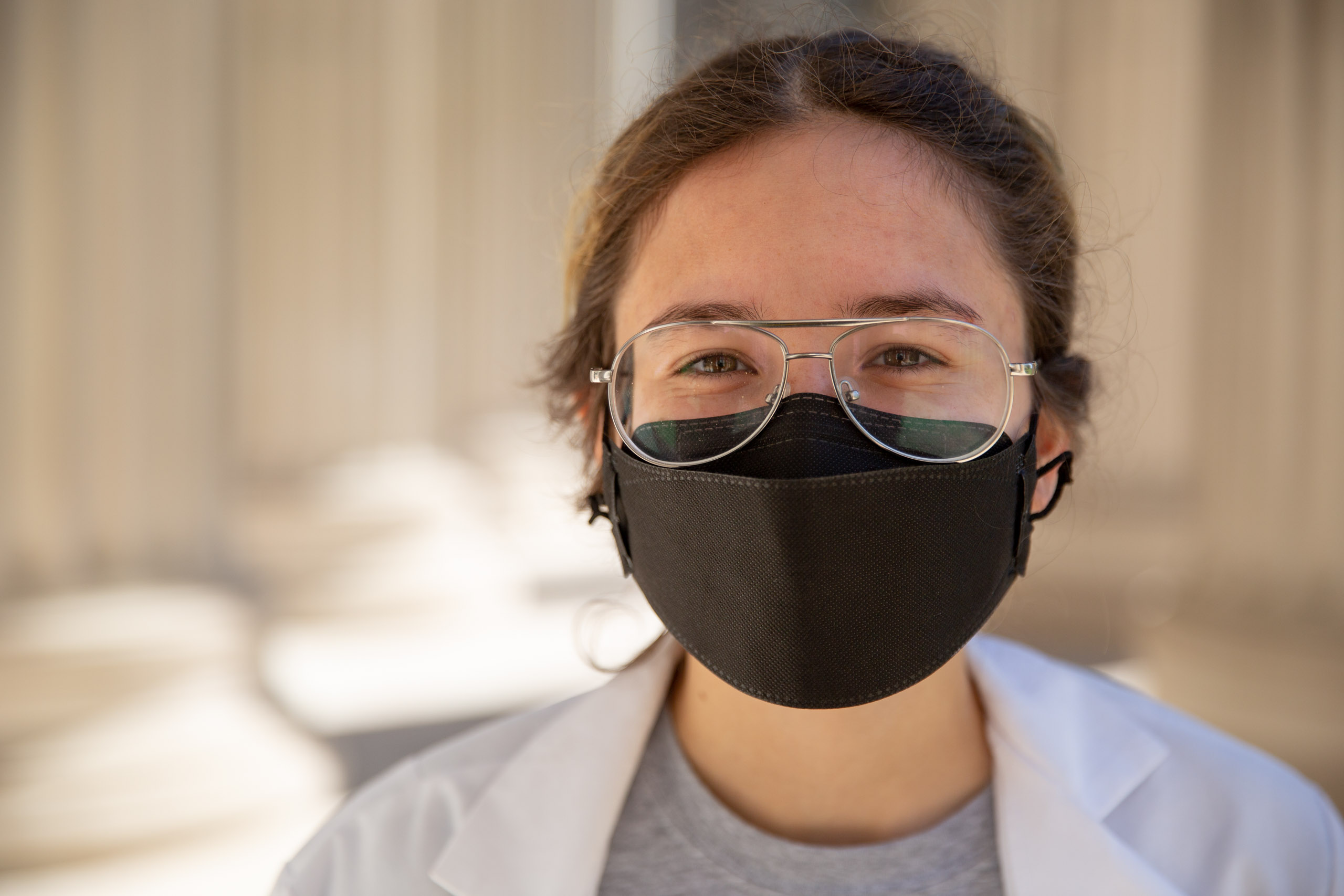 MIT student in Toy design class 2.00b Spring 2021 remove their masks. Series by Photographer Danny Goldfield.