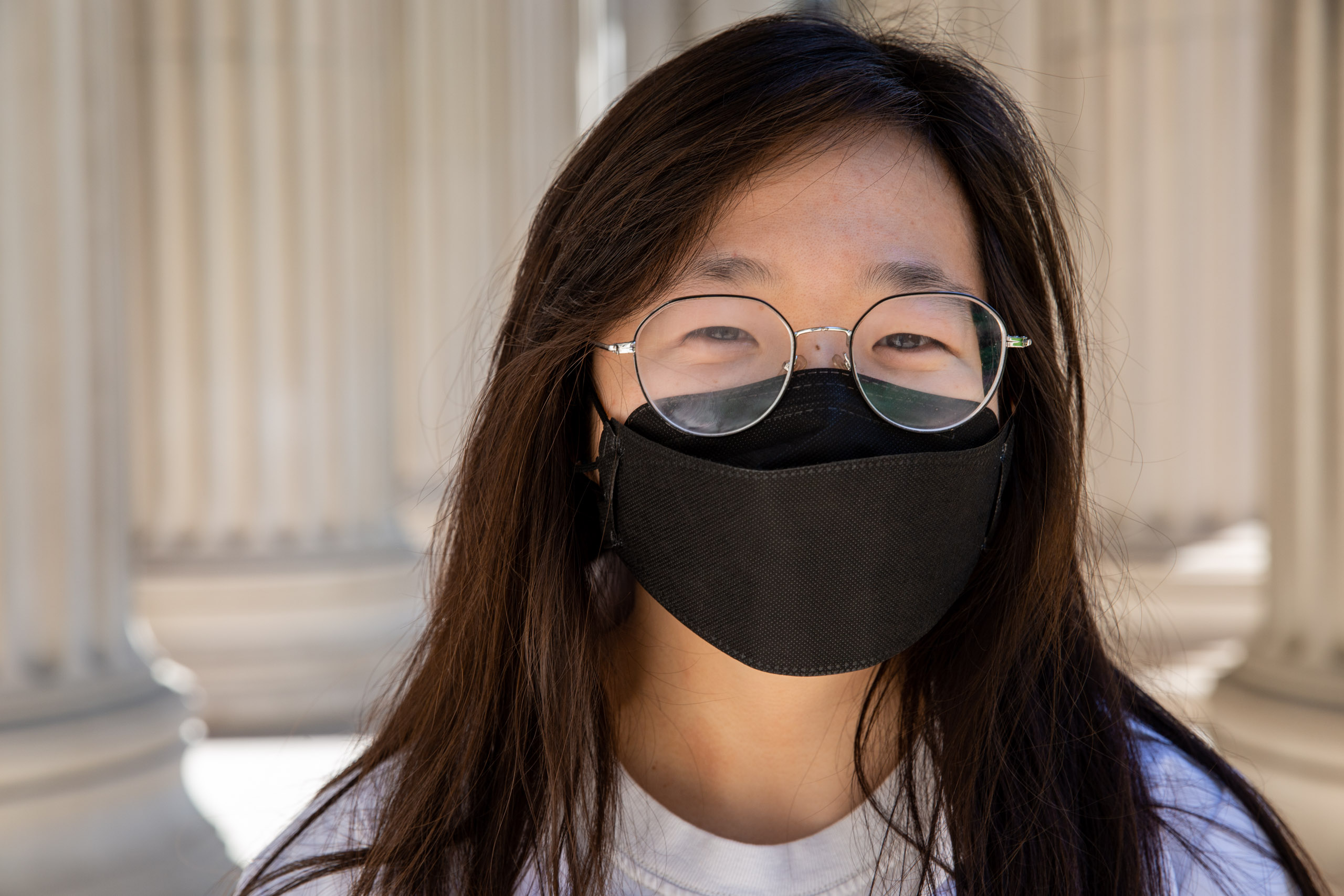 MIT student in Toy design class 2.00b Spring 2021 remove their masks. Series by Photographer Danny Goldfield.